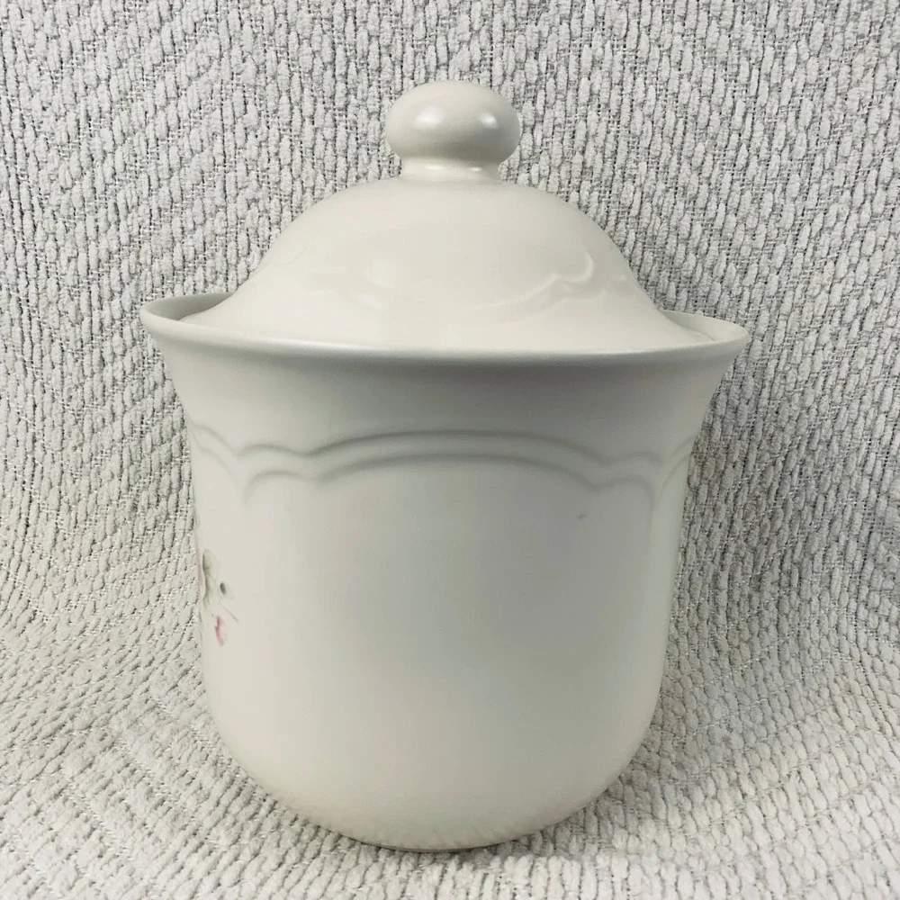 Pfaltzgraff Canister Cream Tea Rose‎ Floral Stoneware Heritage USA Grandmacore